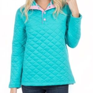 Lauren James Lawson Quilted Pullover Shirt | Sea Blue | Pink Trim Size XL NWT